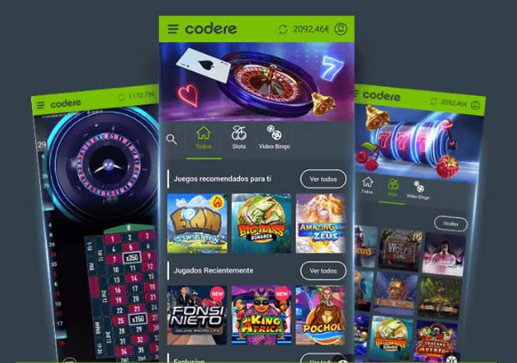 Panoramica dei giochi nell’app Codere Casino